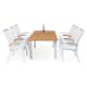 Matgrupp Ute Hillerstorp Nydala 6 st Karmstolar med Förlängningsbart Träbord Vit/Teak