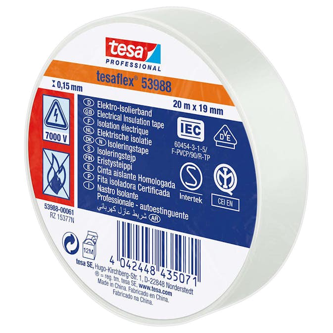 Isoleringstejp Tesa Vit 19 mm x 20 m