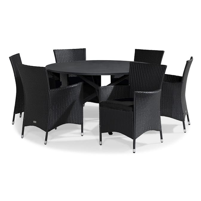 Matgrupp Utomhus Comfort Garden Alex Rund 140 med 6 Utefåtölj Thor