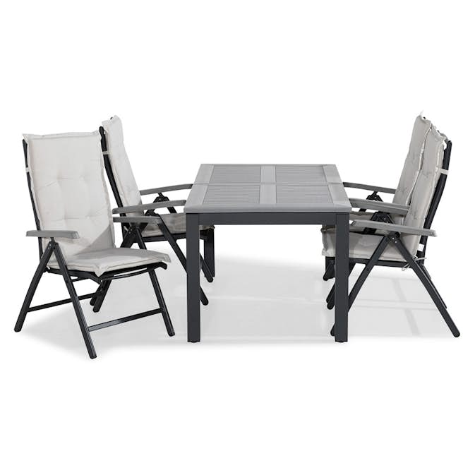Matgrupp Comfort Garden Monaco 152-210 med 4 Positionsstolar och Dynor