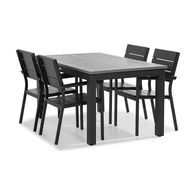 Matgrupp Comfort Garden Monaco 152-210 med 4 Stapelstolar Tunis