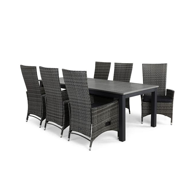 Matgrupp Comfort Garden Monaco 220-280 med 6 Ställbara Fåtöljer Jenny