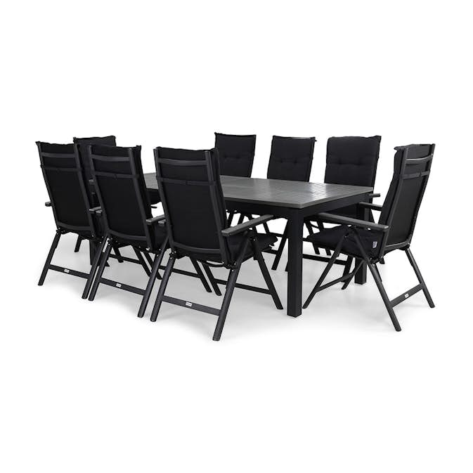 Matgrupp Comfort Garden Monaco 220-280 med 8 Positionsstolar Monaco Light och Dynor