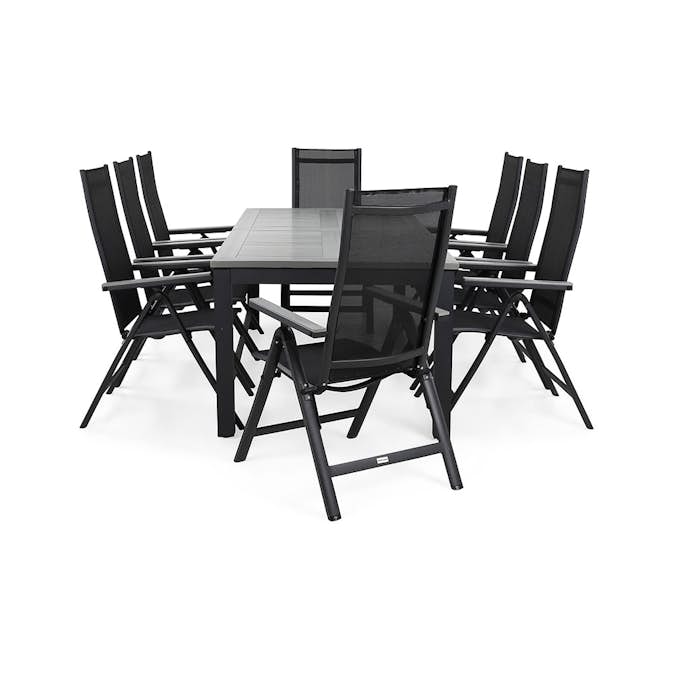 Matgrupp Comfort Garden Monaco 220-280 med 8 Positionsstolar Monaco Light och Dynor