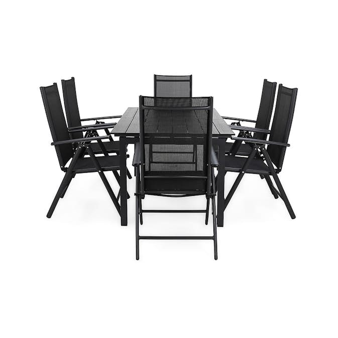 Matgrupp Comfort Garden Portland 152-210 med 6 Positionsstolar Maggie