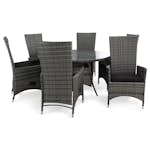 Matgrupp Comfort Garden Thor 140 Rund med 6 Ställbara Fåtöljer Jenny och Dynor