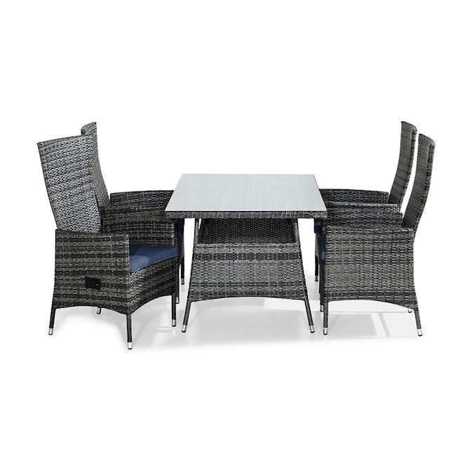 Matgrupp Comfort Garden Thor 140x90 med 4 Ställbara Fåtöljer Jenny och Dynor