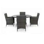 Matgrupp deNoord Thor Rund Ø140 med 4 Fåtöljer Lyx med Armstöd