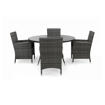 Matgrupp deNoord Thor Rund Ø140 med 4 Fåtöljer Lyx med Armstöd