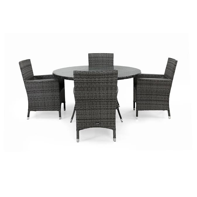 Matgrupp deNoord Thor Rund Ø140 med 4 Fåtöljer Lyx med Armstöd