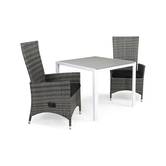 Matgrupp Utomhus Comfort Garden Tunis 90 med 2 Ställbara Utefåtöljer Jenny