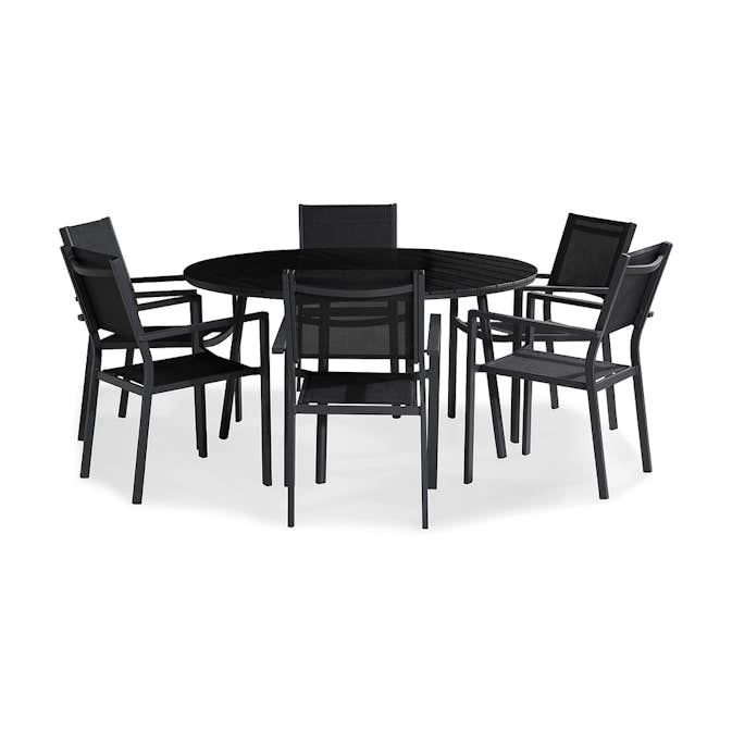 Matgrupp Comfort Garden Tunis Rund 140 med 6 Stapelstolar