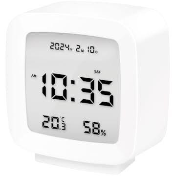 Digital Väckarklocka LogiLink med Datum, Temp & Luftfuktighetsmätare – Vit