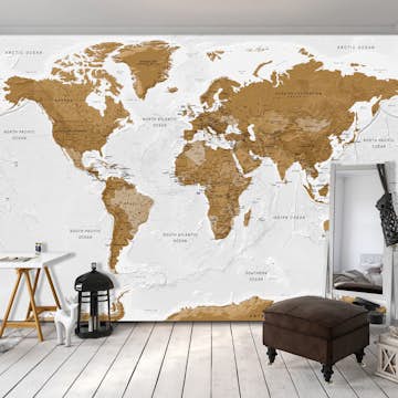 Fototapet Arkiio Självhäftande World Map White Oceans