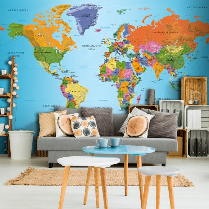 Fototapet Arkiio Självhäftande World Map Colourful Geography