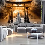 Fototapet Arkiio Självhäftande Buddha Smile Orange