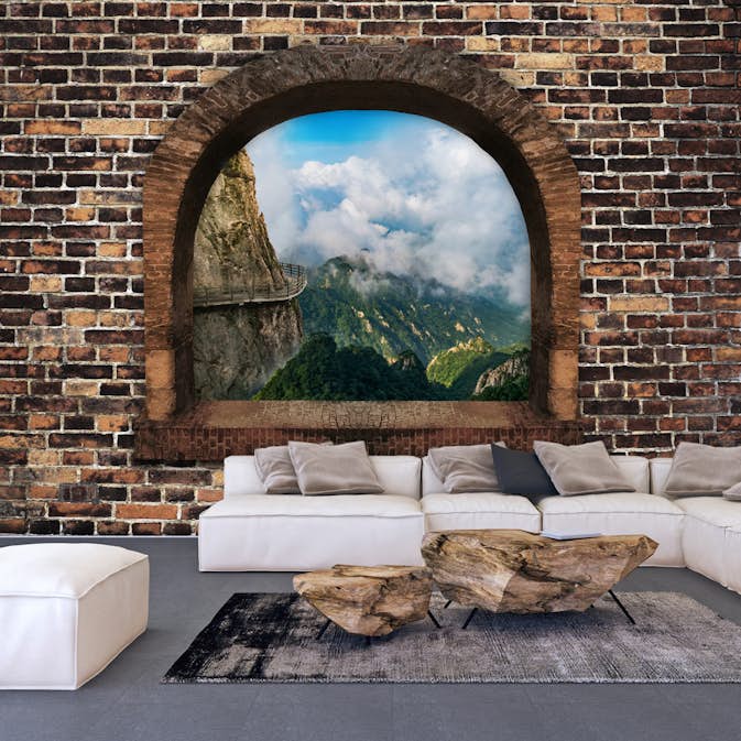 Fototapet Arkiio Självhäftande Stony Window Mountains