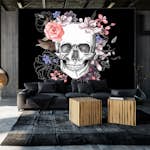 Fototapet Arkiio Självhäftande Skull And Flowers
