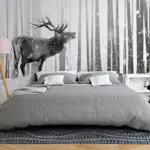 Fototapet Arkiio Deer In The Snow Svart/Vit