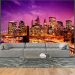 Fototapet Arkiio Manhattan Och Brooklyn Bridge På Natten