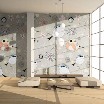 Fototapet Arkiio Naturlig Mönster Med Fåglar