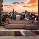 Fototapet Arkiio Självhäftande New York The Skyscrapers And Sunset
