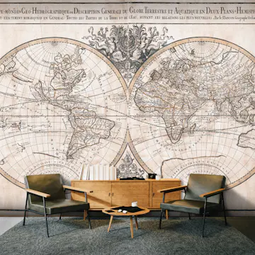 Fototapet Arkiio Mappe Monde Geo Hydrographique