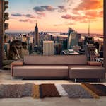 Fototapet Arkiio Självhäftande New York The Skyscrapers And Sunset