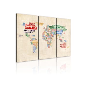 Tavla Arkiio Italienska Namnen På De Länder I Klara Färger Triptych