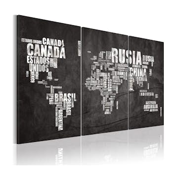 Tavla Arkiio Karta Över Världen Spanska Språket Triptych