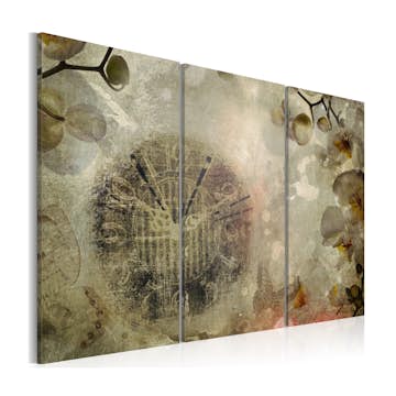 Tavla Arkiio Vintage Clock And Orchid Triptych