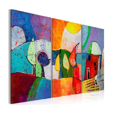 Handmålad Tavla Arkiio Färgglatt Landskap 120x80