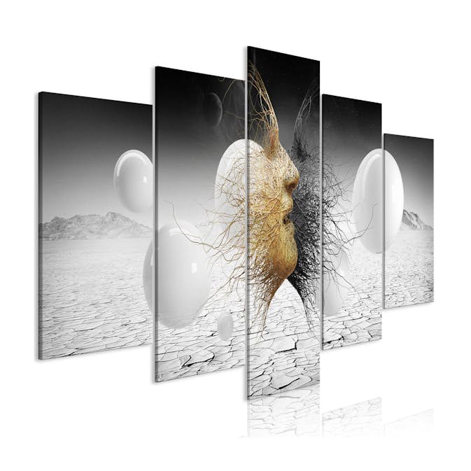 Tavla Arkiio Woven Faces Wide Golden 5 delar