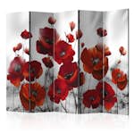 Rumsavdelare Skärmvägg Arkiio Poppies in the Moonlight II Röd/Svart/Vit 225x172 cm