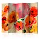 Rumsavdelare Skärmvägg Arkiio Velvet Poppies II Grön/Röd/Orange 225x172 cm