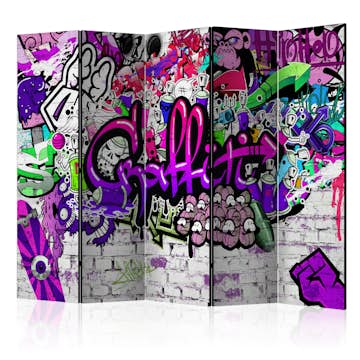 Rumsavdelare Skärmvägg Arkiio Purple Graffiti 225x172 cm