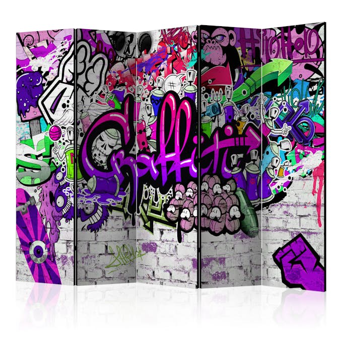 Rumsavdelare Skärmvägg Arkiio Purple Graffiti 225x172 cm