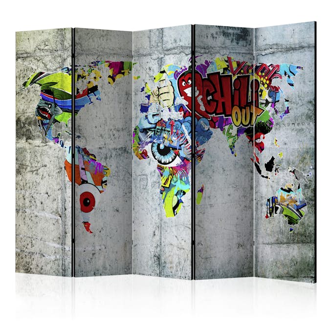 Rumsavdelare Skärmvägg Arkiio Graffiti World 225x172 cm