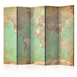 Rumsavdelare Skärmvägg Arkiio Turquoise World Map 225x172 cm