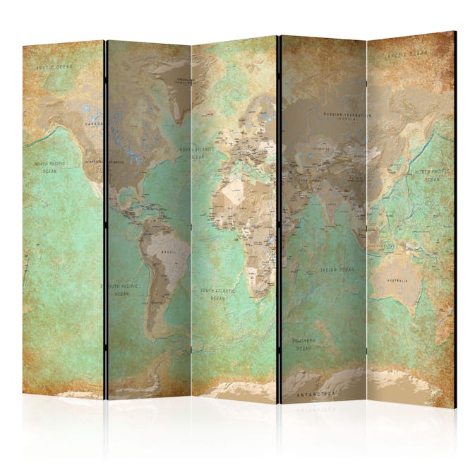 Rumsavdelare Skärmvägg Arkiio Turquoise World Map 225x172 cm