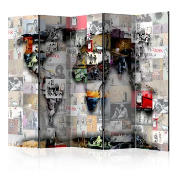 Rumsavdelare Skärmvägg Arkiio World map Banksy 225x172 cm