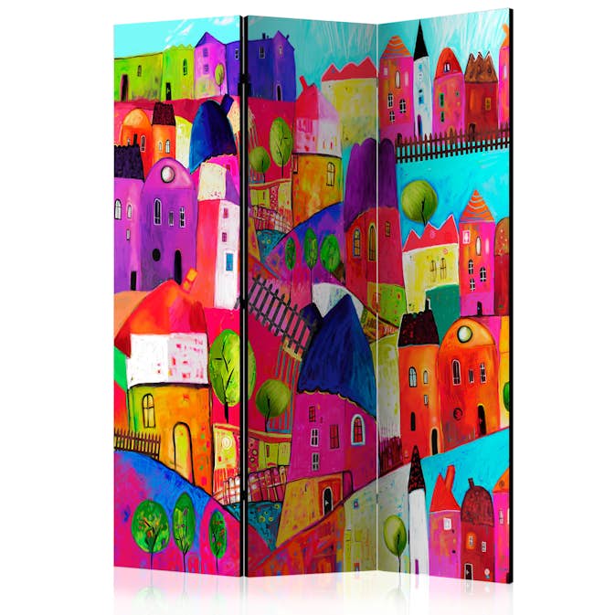 Rumsavdelare Skärmvägg Arkiio Rainbow-Hued Town 135x172 cm