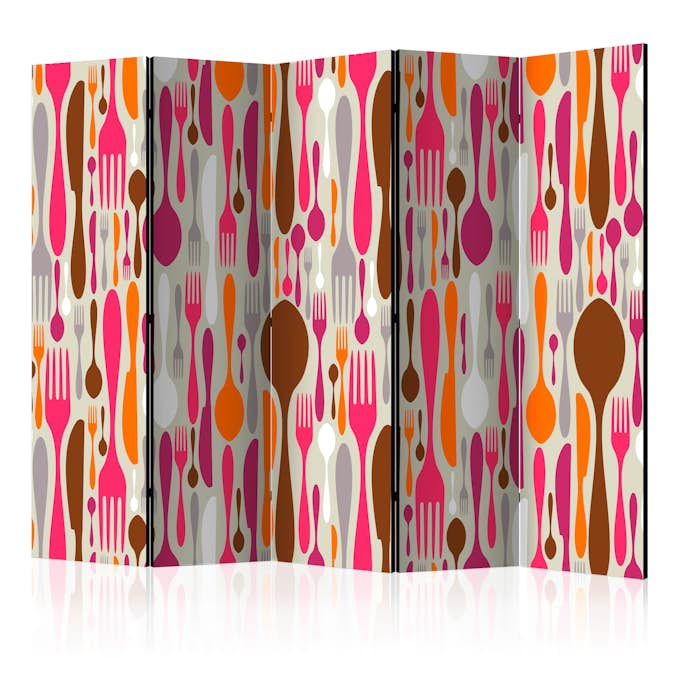 Rumsavdelare Skärmvägg Arkiio Cutlery Pink and Violet II 225x172 cm