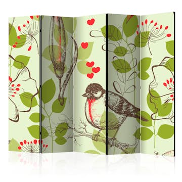 Rumsavdelare Skärmvägg Arkiio Bird and Lilies Vintage Pattern II 225x172 cm
