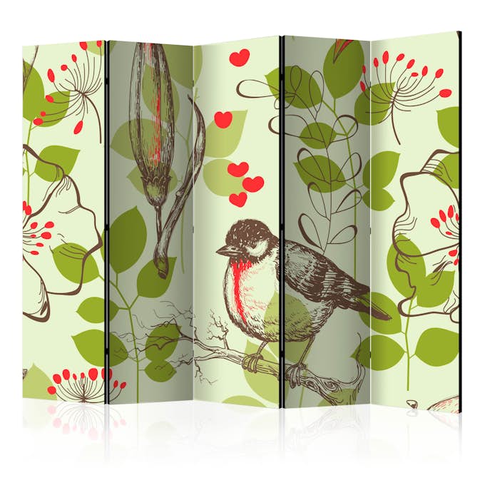 Rumsavdelare Skärmvägg Arkiio Bird and Lilies Vintage Pattern II 225x172 cm