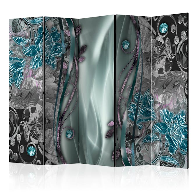 Rumsavdelare Skärmvägg Arkiio Floral Curtain Turquoise II 225x172 cm