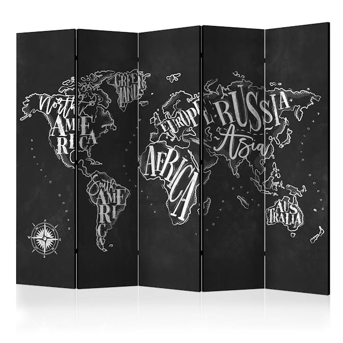 Rumsavdelare Skärmvägg Arkiio Retro Continents Black II 225x172 cm