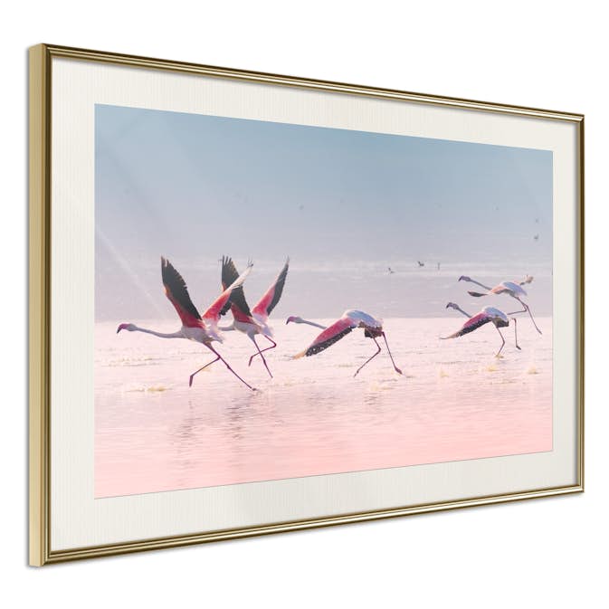 Poster Artgeist Affisch Flamingos Race