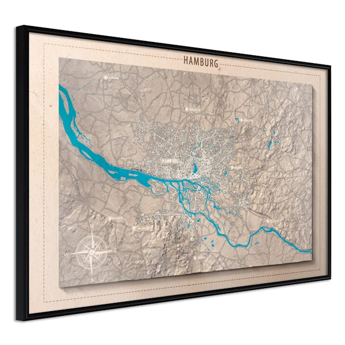 Poster Artgeist Affisch Isometric Map Hamburg