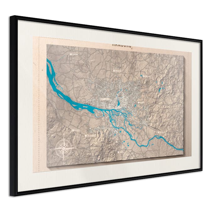 Poster Artgeist Affisch Isometric Map Hamburg